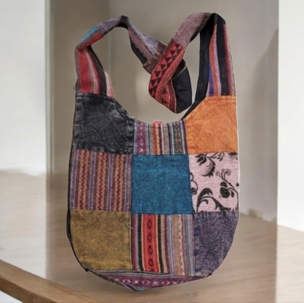 VINTAGE HANDMADE NEPAL Dream Catcher Patchwork Crossbody Bag Purse Shoulder Tote - Picture 3 of 11
